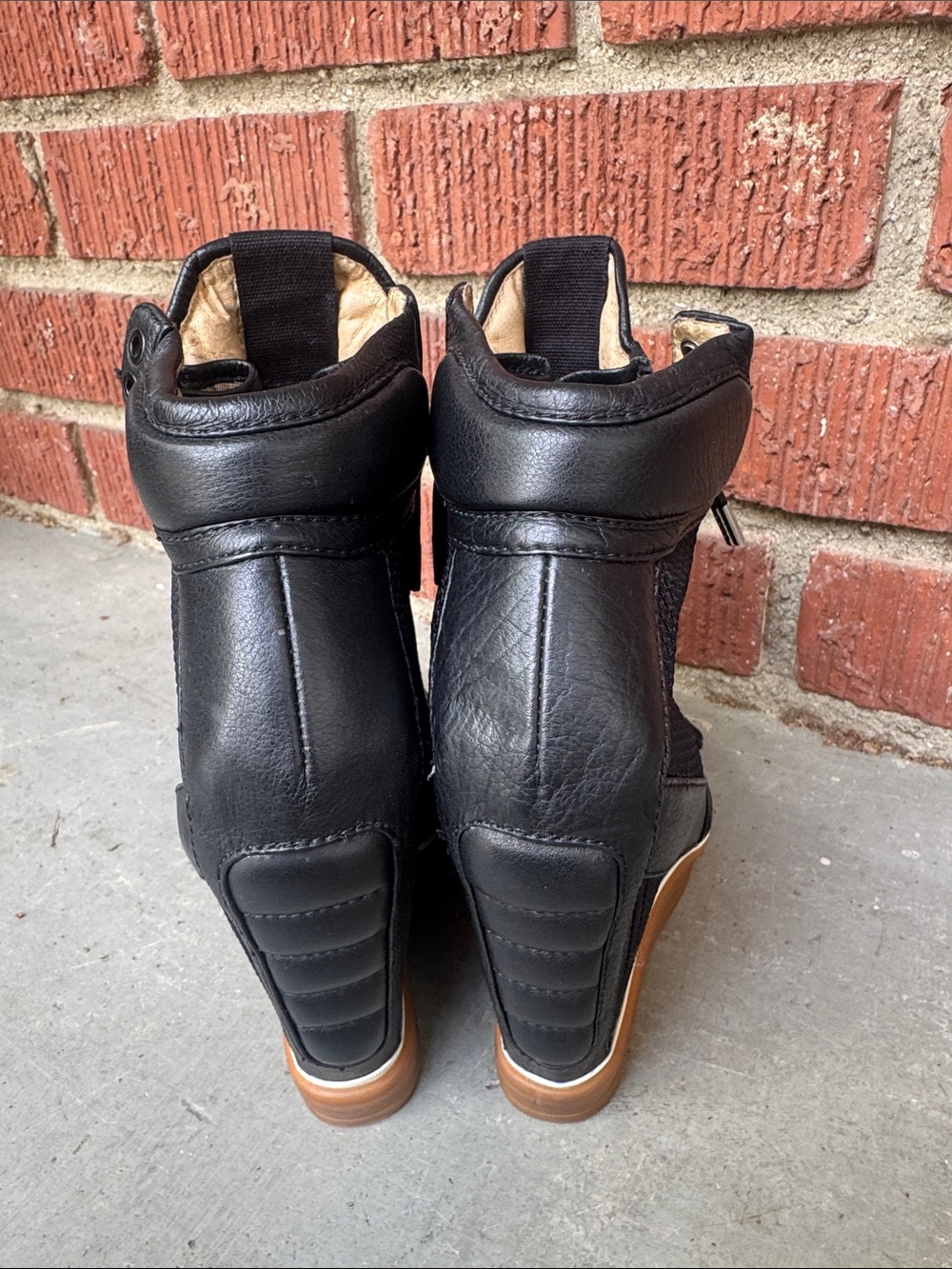 L.A.M.B. Pamela Black Mesh Platform Wedge Sneaker Bootie - Picture 5 of 9